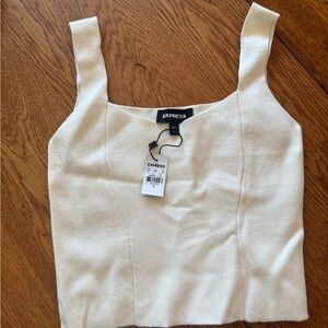 Express Women's Cream Crop Top